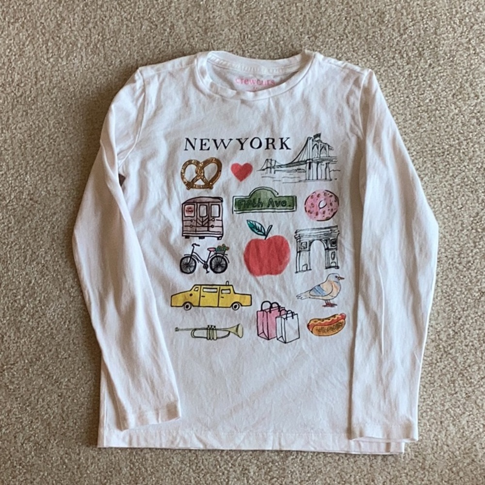 Crewcuts White Long Sleeve Tee New York Graphic